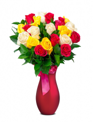 Buchete de flori - Buchet de 21 trandafiri multicolori