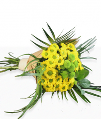 Buchete de flori-Buchet cu crizanteme galbene si santinii