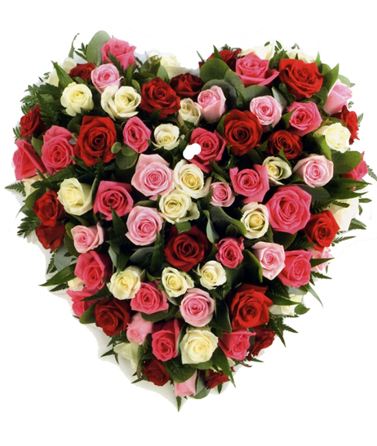 Inimi din flori - Inima cu trandafiri multicolori