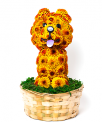 Animale din flori - Catel Chow Chow din satini