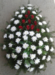 Coroane funerare - Coroana din crizantema si trandafiri
