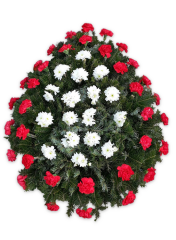 Coroane funerare - Coroana din garoafe rosii si crizanteme albe
