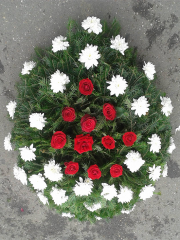Funerare - Coroana funerara din crizanteme si garoafe rosii