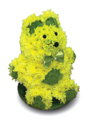 Animale din flori - Ursulet din crizanteme galbene si santinii